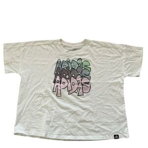 Adidas loose fit crop scoop neck short sleeve graphic tee shirt size 14 girls